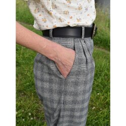 Gabardine Schottenkaro Stretch - kamel/schwarz/rot
