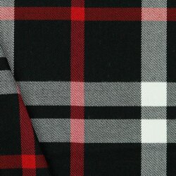 Gabardine Schottenkaro Stretch - schwarz/weiss/rot