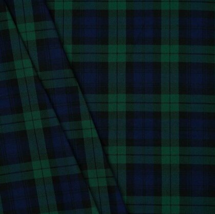 Gabardine Schottenkaro Stretch - schwarz/blau/grün