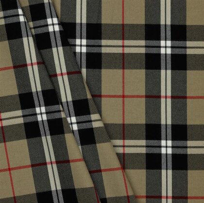 Gabardine Schottenkaro Stretch - sand/schwarz/rot