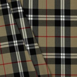 Gabardine Schottenkaro Stretch - sand/schwarz/rot