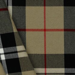 Gabardine Schottenkaro Stretch - sand/schwarz/rot