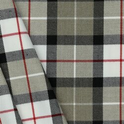 Gabardine Schottenkaro Stretch - taupe/schwarz/rot