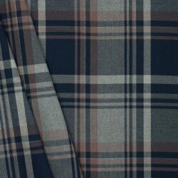 Gabardine Schottenkaro Stretch - dunkelblau/grau/rost