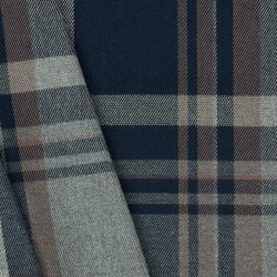 Gabardine Schottenkaro Stretch - dunkelblau/grau/rost