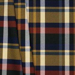 Gabardine Schottenkaro Stretch - grau/rot/gelb