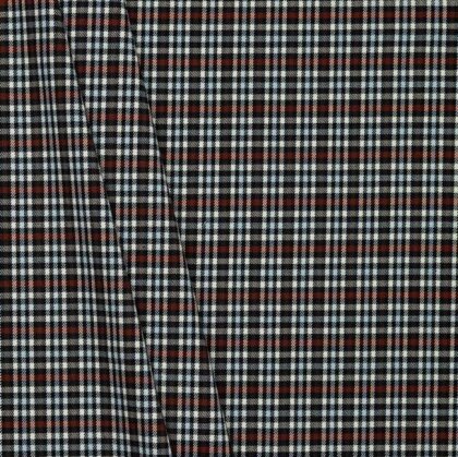 Gabardine Schottenkaro Stretch - dunkelblau/hellblau/rost