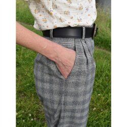 Gabardine Schottenkaro Stretch - grau/hellblau/weiss