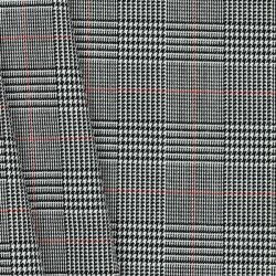 Gabardine Schottenkaro Stretch - schwarz/weiss/rot
