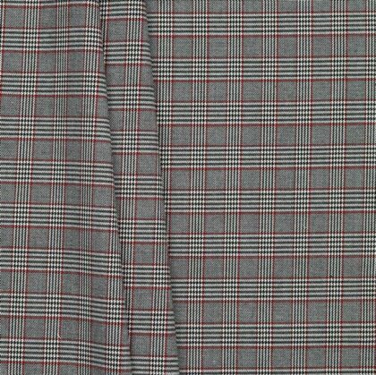 Gabardine Schottenkaro Stretch - schwarz/rot/weiss