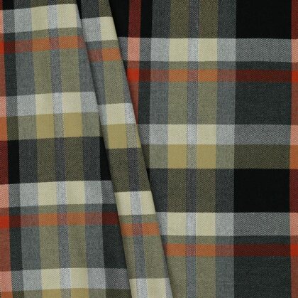 Gabardine Schottenkaro Stretch - grau/orange/sand
