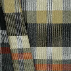 Gabardine Schottenkaro Stretch - grau/orange/sand