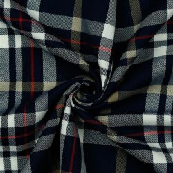 Gabardine Schottenkaro Stretch - dunkelblau/weiss/kamel/rot