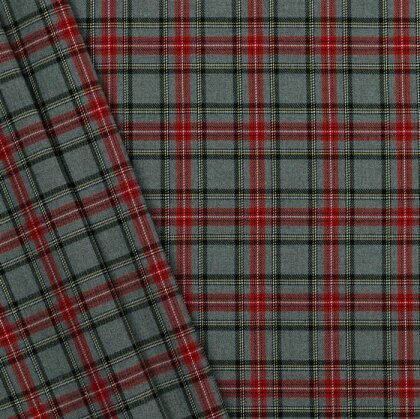 Gabardine Schottenkaro Stretch - grau