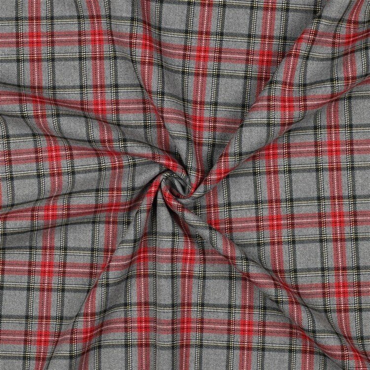 Gabardine Schottenkaro Stretch - grau