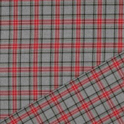 Gabardine Schottenkaro Stretch - grau