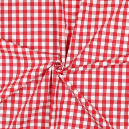 Baumwollpopeline garngefärbt - Vichy Karo 10mm *Vera* - rot