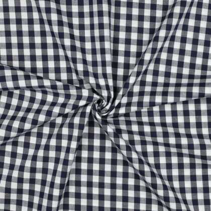 Baumwollpopeline garngefärbt - Vichy Karo 10mm *Vera* - dunkelblau