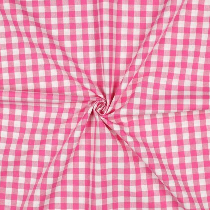 Baumwollpopeline garngefärbt - Vichy Karo 10mm *Vera* - fuchsia