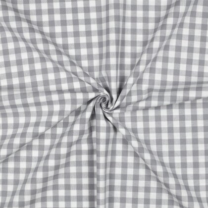 Baumwollpopeline garngefärbt - Vichy Karo 10mm *Vera* - grau