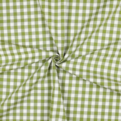 Baumwollpopeline garngefärbt - Vichy Karo 10mm *Vera* - flaschengrün
