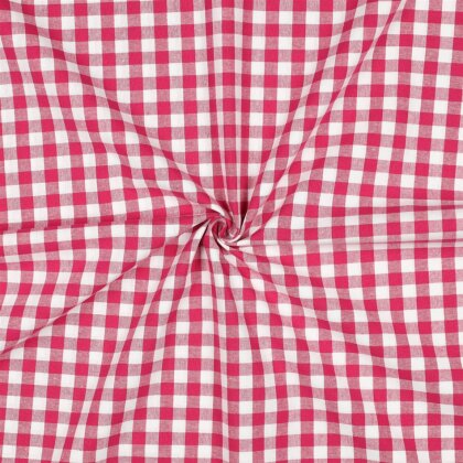 Baumwollpopeline garngefärbt - Vichy Karo 10mm *Vera* - beere