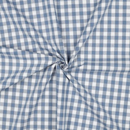 Baumwollpopeline garngefärbt - Vichy Karo 10mm *Vera* - blau
