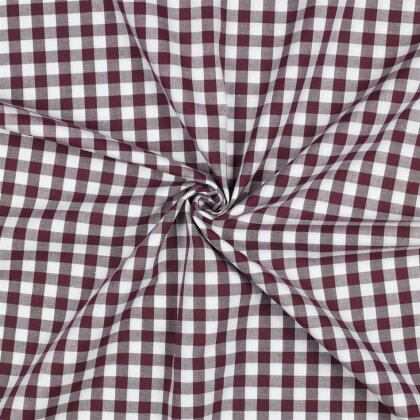 Baumwollpopeline garngefärbt - Vichy Karo 10mm *Vera* - aubergine