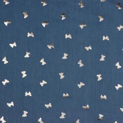 Jeansstoff goldene Schmetterlinge - jeansblau