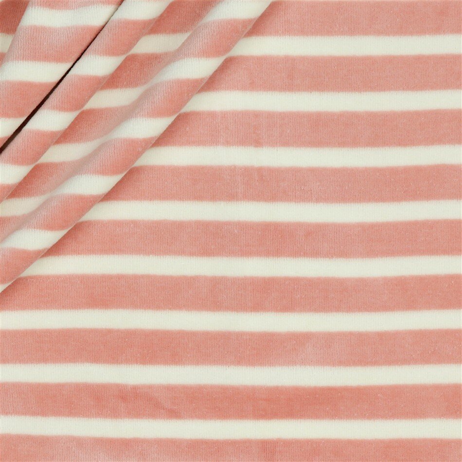 Nickistoff Streifen - rosa/creme