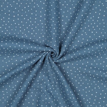 Musselin kleine Punkte - blau