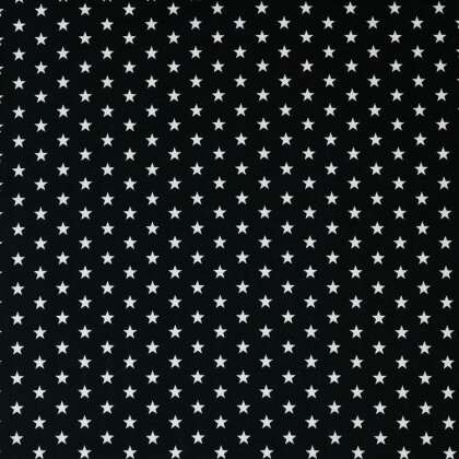 Baumwollpopeline 10mm Sterne - schwarz