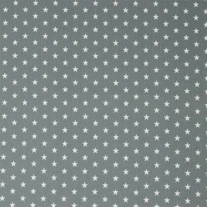 Baumwollpopeline 10mm Sterne - kieselgrau
