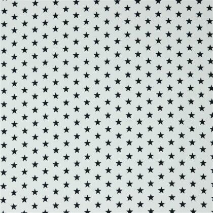 Baumwollpopeline 10mm Sterne - weiss/schwarz