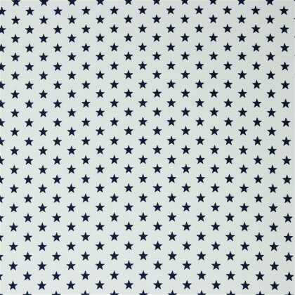 Baumwollpopeline 10mm Sterne - weiss/dunkelblau