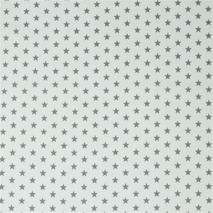 Baumwollpopeline 10mm Sterne - weiss/grau