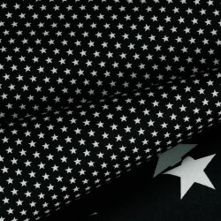 Baumwollpopeline 4mm Sterne - schwarz