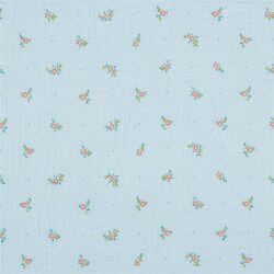 Musselin Blumen - hellblau