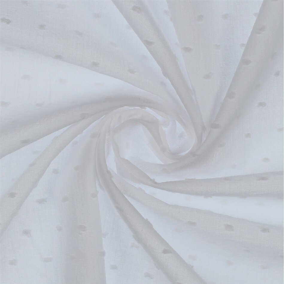 Baumwollstoff mit Puschel - weiß