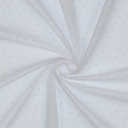 Baumwollstoff mit Puschel - weiß