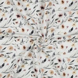 WaffelJersey Digital Blumenwind - weiss