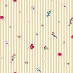Baumwollpopeline Digital Blumen mit Streifen