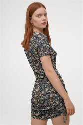 Rippenjersey Digital Blumen - dunkelblau