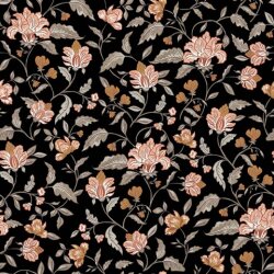 Bambus Jersey Blumen - schwarz