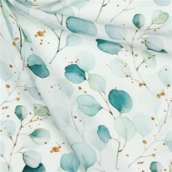 Viskose Popeline Digital Eukalyptus - weiss