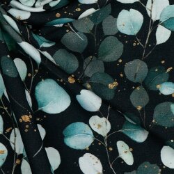 Viskose Popeline Digital Eukalyptus - schwarz