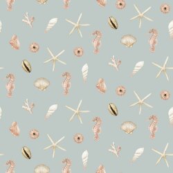 Canvas Digital Muscheln - hellblau