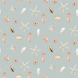 Canvas Digital Muscheln - hellblau