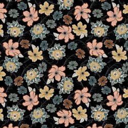 Viskose Jersey Blumen - schwarz