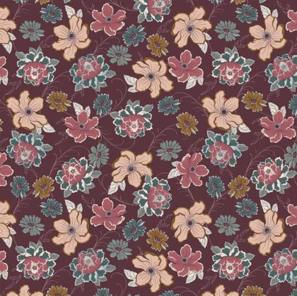 Viskose Jersey Blumen - beere